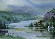 Střekov od Vaňova akvarel